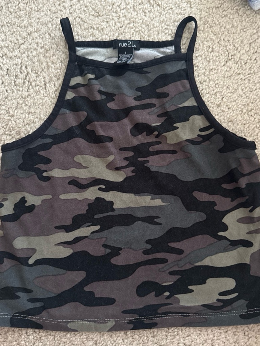 Rue21 Girls' Camo High Neck One-Piece - Black, Olive, Brown